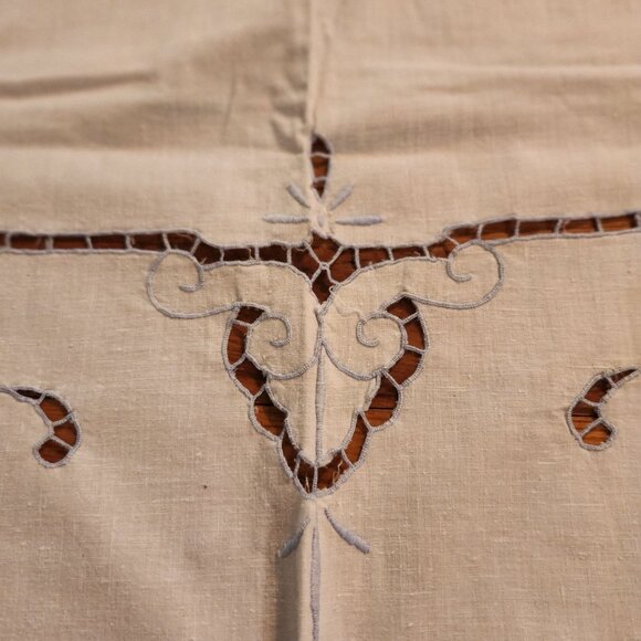 Vintage Victorian Style Hand-Embroidered Lace Tablecloth - Picture 5 of 15